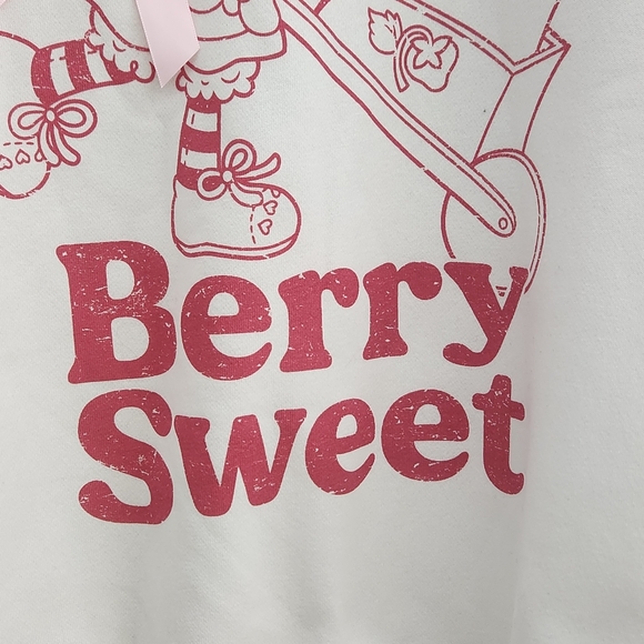 Strawberry Shortcake Berry Sweet Ribbon Bow Strawberry Wagon Sweatshirt NWT - Picture 8 of 14
